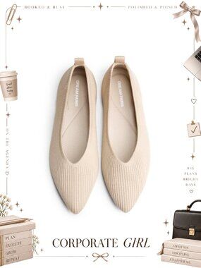 Women's Pointed Toe Knit Ballet Flats Cushioned Breathable